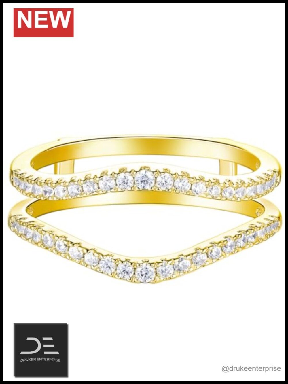 Cubic Zirconia Curved Wedding Band Ring Enhancer 5mm